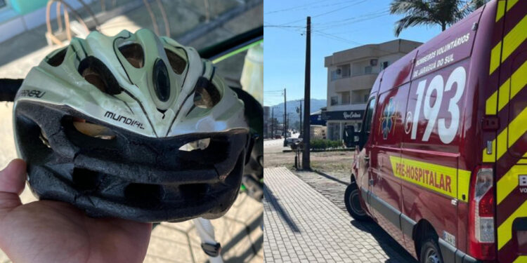 [Vídeo] Ciclista fica ferido após colisão em Jaraguá do Sul: “Capacete do ciclista rachou”