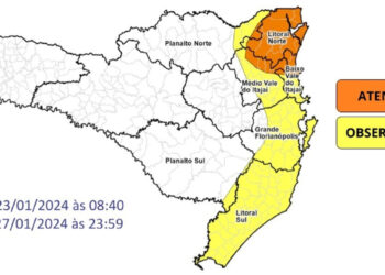 Acumulado de chuva em Jaraguá do Sul atinge 125 milímetros em 48 horas