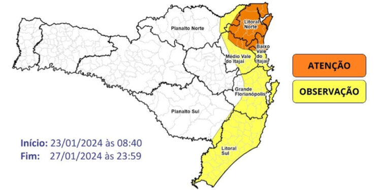 Acumulado de chuva em Jaraguá do Sul atinge 125 milímetros em 48 horas