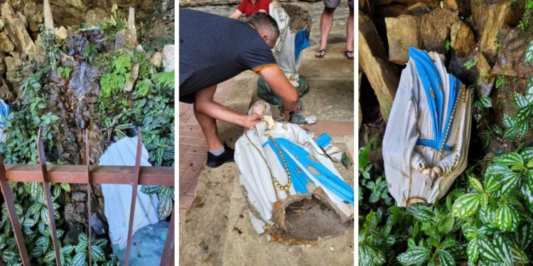 Imagem de Nossa Senhora de Lourdes é destruída por vândalos em Ituporanga