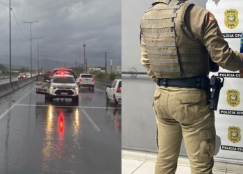 Motociclista que fugia pela contramão da BR-280, cai após ser atingido por munição não letal em Guaramirim