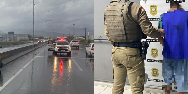 Motociclista que fugia pela contramão da BR-280, cai após ser atingido por munição não letal em Guaramirim