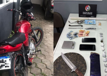 PM recupera moto furtada e apreende drogas em condomínio em Guaramirim 