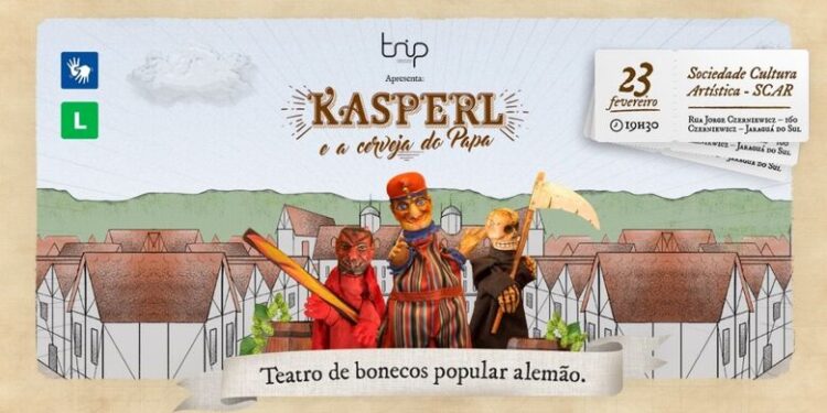 Espetáculo Kasperl e a Cerveja do Papa estará em Jaraguá do Sul na próxima sexta-feira (23)