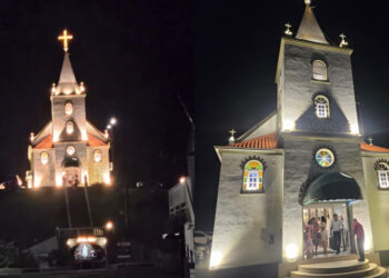 [Fotos] Inaugurada nova iluminação da Capela São José, do Rio Branco, em Guaramirim