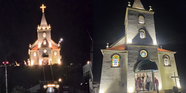 [Fotos] Inaugurada nova iluminação da Capela São José, do Rio Branco, em Guaramirim