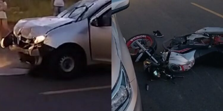 [Vídeo] Motociclista fica gravemente ferido após acidente em Jaraguá do Sul
