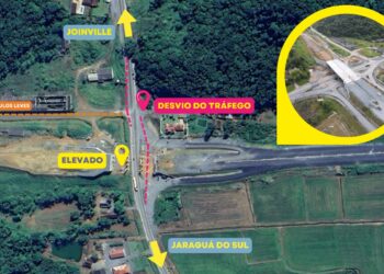 Obras no elevado da Rodovia do Arroz alteram trânsito no acesso a Schroeder