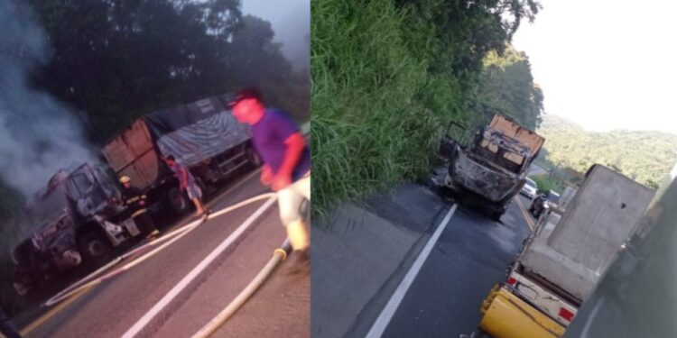 Incêndio destrói caminhão em Massaranduba