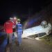Motorista perde controle da direção e carro capota na BR-280, em Guaramirim