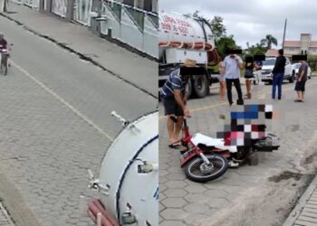 [Vídeo] Servidor público morre após bater moto contra caminhão em Barra do Sul