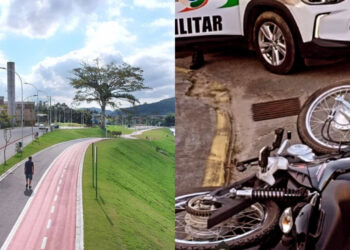 Jovem tenta fugir da PM após ser flagrado cortando giro e empinando moto em Jaraguá