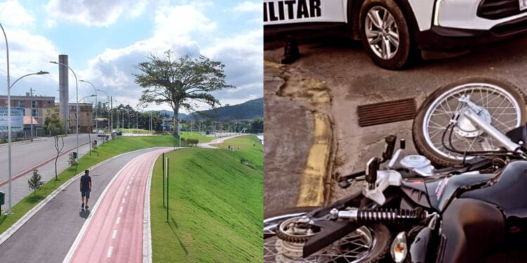 Jovem tenta fugir da PM após ser flagrado cortando giro e empinando moto em Jaraguá