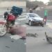 Motociclista tem suspeita de fratura após acidente em Schroeder
