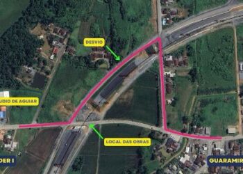 DNIT prepara lançamento de vigas em interseção da BR-280, em Schroeder