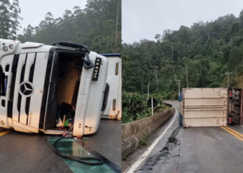 Carreta tomba na Serra de Corupá