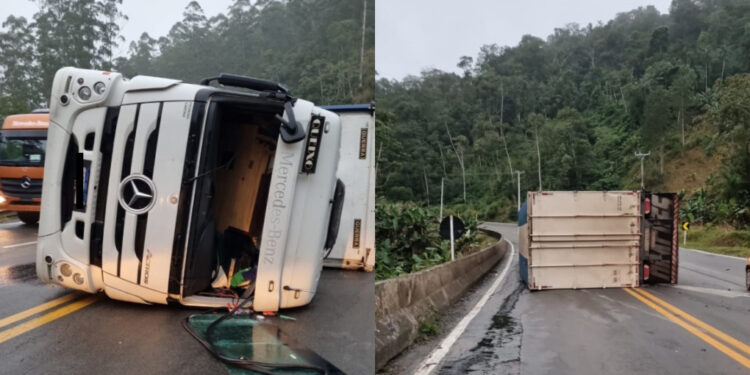 Carreta tomba na Serra de Corupá