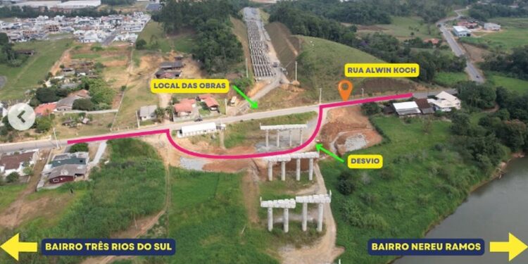 Contorno da BR-280 interdita definitivamente a Rua Alwin Koch em Jaraguá do Sul