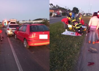 Duas pessoas ficam feridas em engavetamento na BR-280