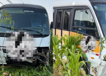 [Vídeo] Ônibus escolar bate em muro e para numa roça de milho em Jaraguá do Sul