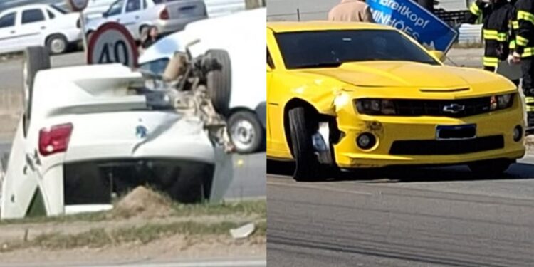 Criança e mulher ficam feridas após acidente com carro de luxo na BR-280, em Guaramirim