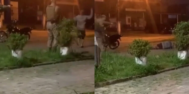 [Vídeo] Homem de faca morre após confronto com a PM em SC