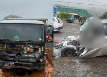[Vídeo] Caminhoneiro envolvido em acidente em Jaraguá afirma que motorista que morreu invadiu a pista: “Não deu tempo de fazer nada”