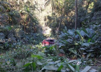 Casal é resgatado após carro cair em ribanceira e capotar em Corupá