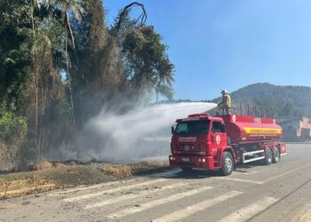 Bombeiros de Corupá combatem incêndio em vegetação