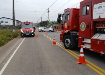 [Fotos] Motociclista fica ferido em acidente em Schroeder
