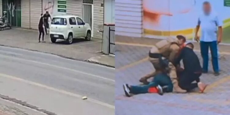 [Vídeo] Homem furta, agride policial e leva ‘mata-leão’ de morador de Joinville