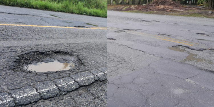 [Vídeo] Buracos na SC-108 geram risco de acidentes e danos em veículos