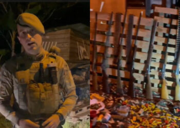 [Vídeo] Carne de animais silvestres e armas: PM faz grande apreensão em Jaraguá do Sul