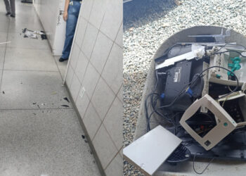 [Fotos] Homem tem surto psicótico e quebra equipamentos no Hospital Santo Antônio, em Guaramirim