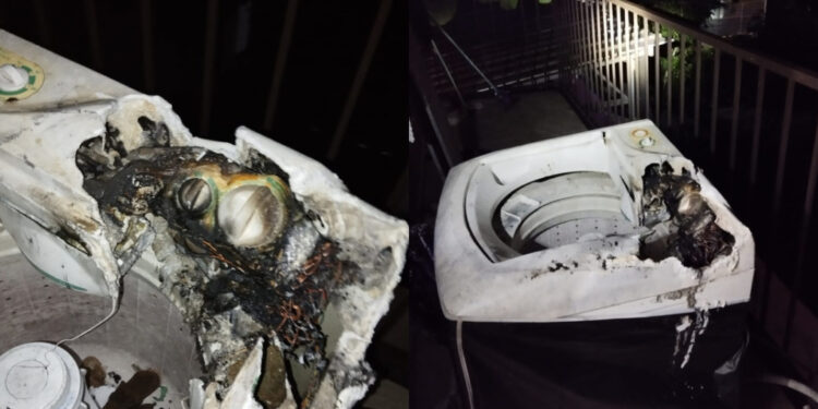 Máquina de lavar roupas provoca incêndio em Guaramirim