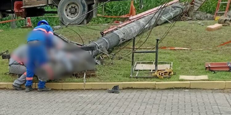 Eletricista morre em Joinville e homem grava vídeo revoltado: “Trabalhando com o corpo do lado como se fosse um cachorro”
