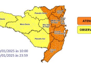Defesa Civil de Santa Catarina emite novo alerta meteorológico