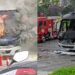 [Vídeo] Ônibus pega fogo em Jaraguá do Sul