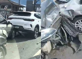 [Vídeo] Cinco carros se envolvem em acidente em Jaraguá do Sul