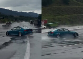 Motorista de carro de luxo faz “drift” após pedágio na BR-101 em SC