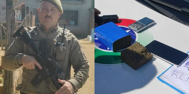 [Vídeo] Mulher é presa com pistola falsa e meio quilo de maconha em Jaraguá do Sul