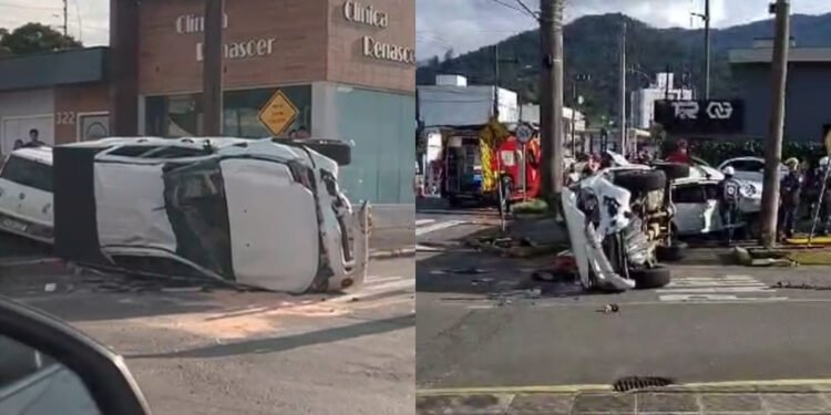 [Vídeo] Dois carros se envolvem em acidente em Jaraguá do Sul