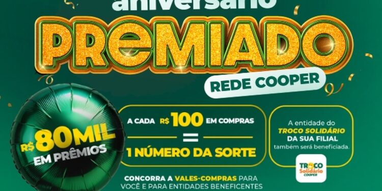 Rede Cooper celebra 81 anos com sorteio de R$ 80 mil em prêmios durante o mês de março