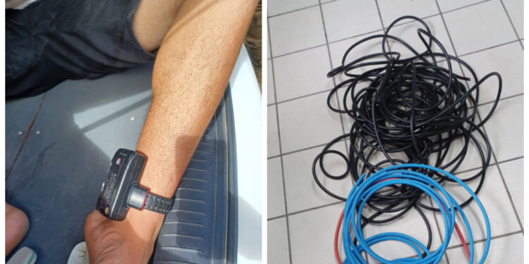 Jovem com tornozeleira eletrônica é preso após furtar fios de cobre em Guaramirim