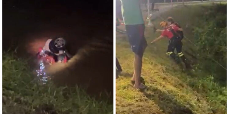 [Vídeo] Mulher se perde em curva e cai com carro no Rio Itapocu, na Via Verde