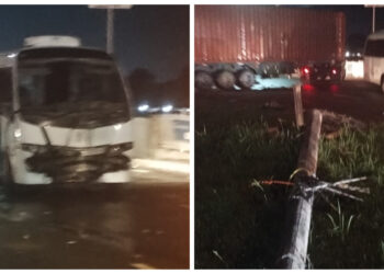 [Vídeo] Micro-ônibus bate contra poste em Guaramirim