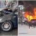 [Vídeo] Carro pega fogo e fica totalmente destruído no Calçadão, em Jaraguá do Sul