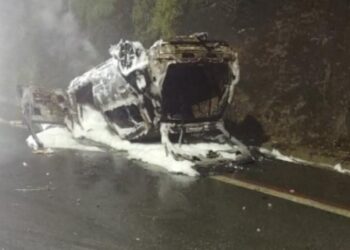 Incêndio veicular atinge região de mata em Corupá