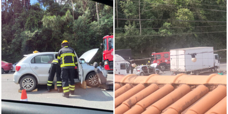 Duas pessoas são socorridas após acidente na BR-280, em Guaramirim
