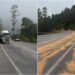 Caminhão se envolve em acidente e vazamento de óleo em grande escala é registrado na Serra de Corupá